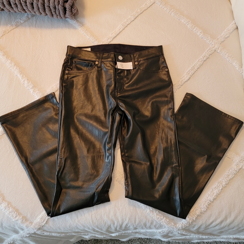Gap Faux Leather Mid Rise Baby Bootcut Pants